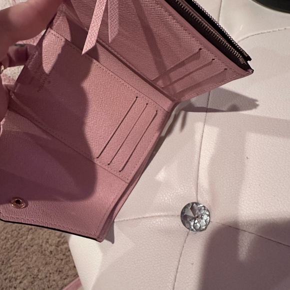 Louis Vuitton Brown Monogram Wallet with Pink Button - Picture 5 of 7